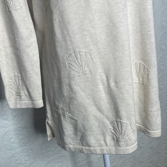 Talbots | Cream Seashell Lightweight Oversized Sweater, with 3/4 Sleeves - Picture 6 of 11